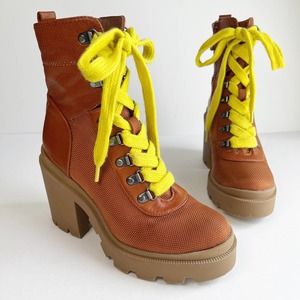 Sam Edelman Circus Whiskey Lambert Platform Lug Combat Boot Size 8